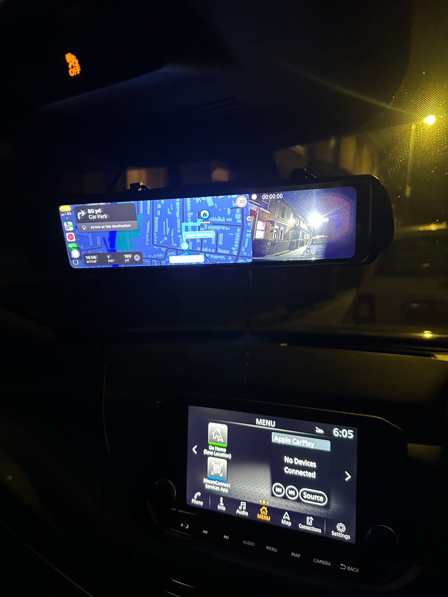 FRONT/REAR CARPLAY DASH CAMERA, DVR, FULL HD, NIGHT VISION, RECORDING DASHCAM