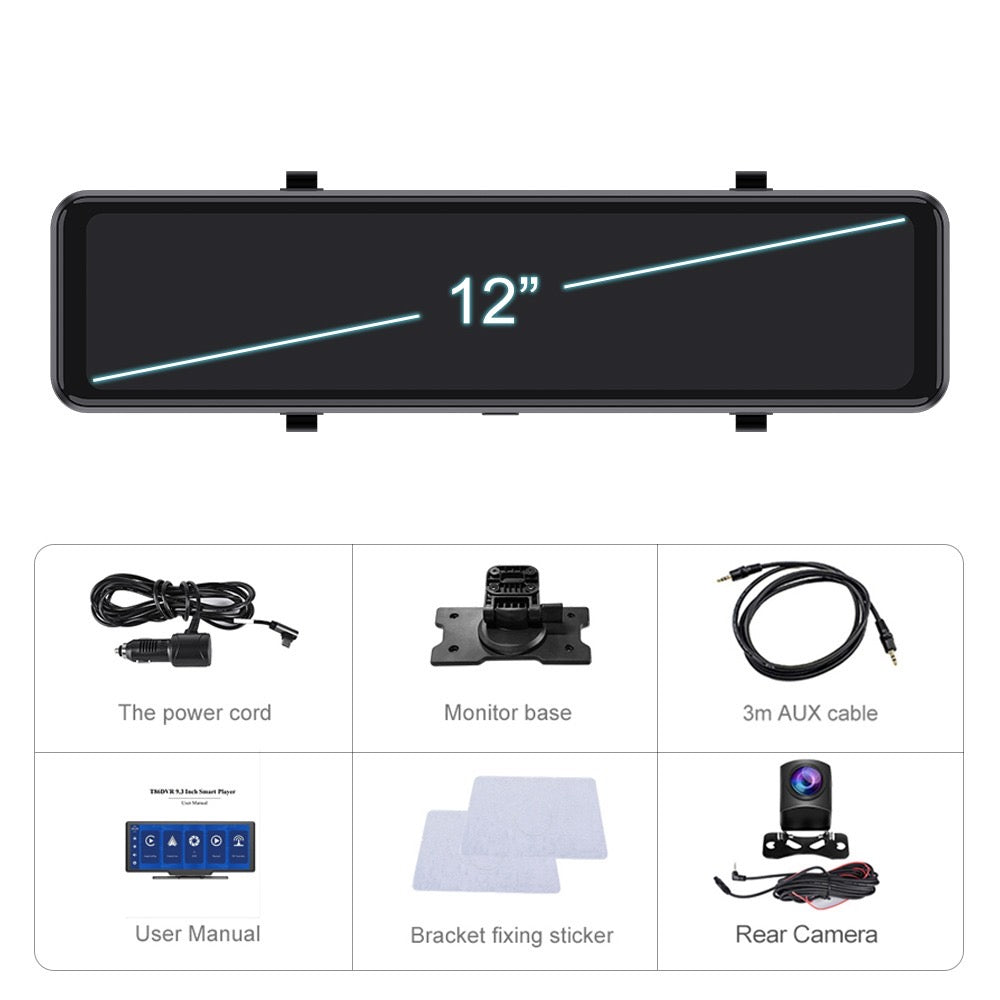 FRONT/REAR CARPLAY DASH CAMERA, DVR, FULL HD, NIGHT VISION, RECORDING DASHCAM