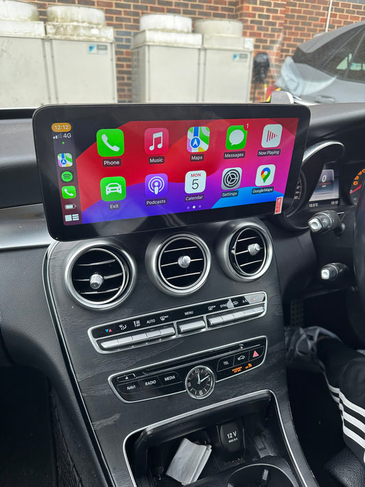 MERCEDES A/C CLASS/GLA/GLC/CLA 2015-2018 W205/X156 - PREMIUM HEAD UNIT UPGRADE KIT: RADIO INFOTAINMENT SYSTEM WITH WIRED & WIRELESS APPLE CARPLAY AND ANDROID AUTO COMPATIBILITY