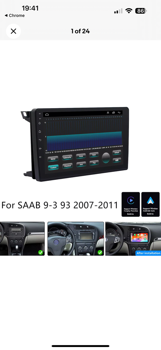 SAAB 9-3 93 (2007-2011) - Full Touchscreen Upgrade Kit - Wireless Apple CarPlay / Wireless Android Auto